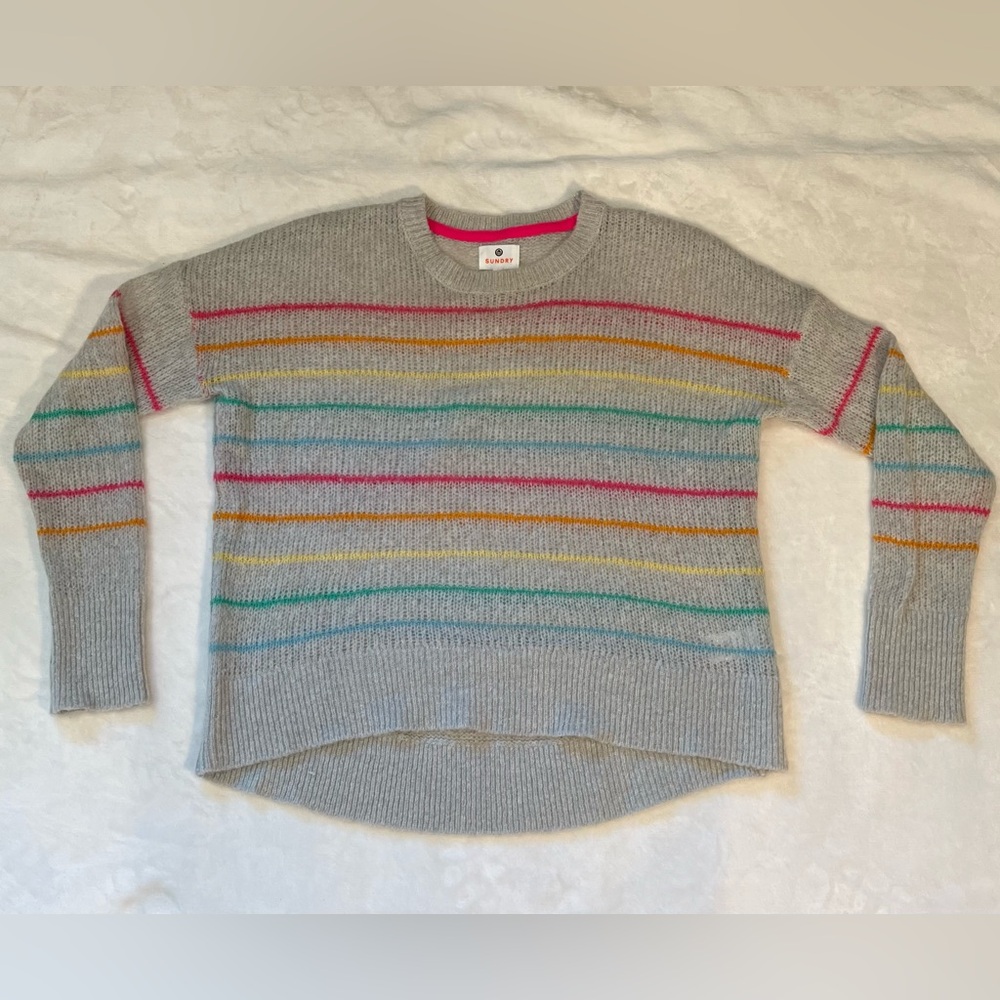 Sundry Rainbow Striped Sweater